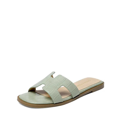 Dream Pairs Women's Cut-Out Strap Light Sole Comfort Slip-On Flat Slide Sandals for Spring and Summer Footwear