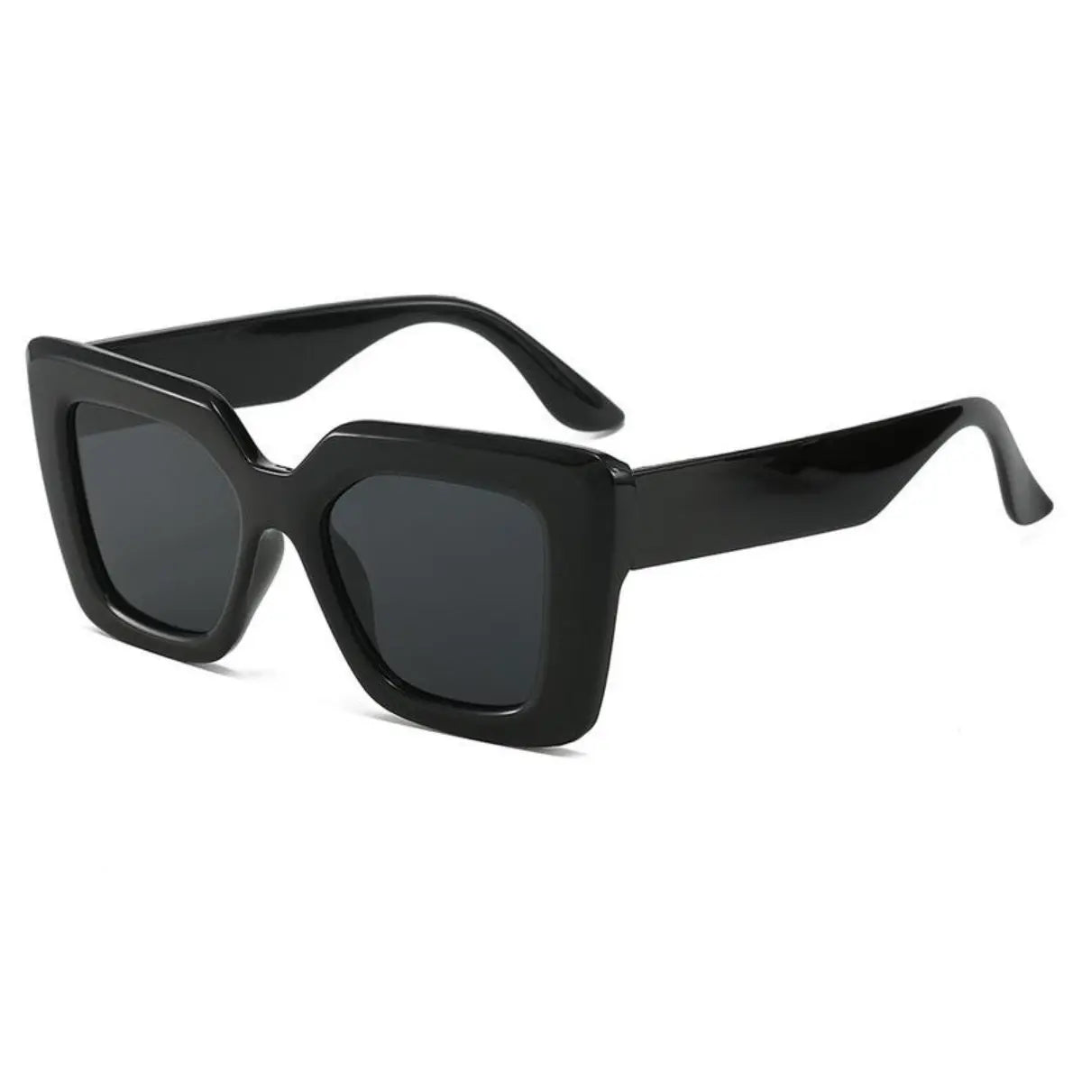 Women's 4-Piece Oversized Square Sunglasses - Semi-Rimless Chic Black Fashion Eyewear with Anti-UV Protection for Outdoor and Street Style