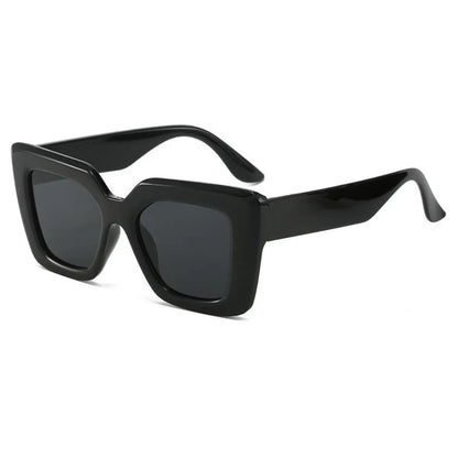 Women's 4-Piece Oversized Square Sunglasses - Semi-Rimless Chic Black Fashion Eyewear with Anti-UV Protection for Outdoor and Street Style