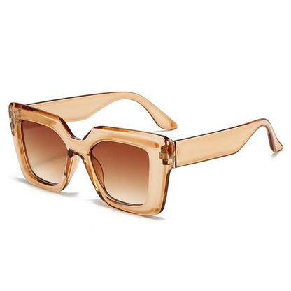 Women's 4-Piece Oversized Square Sunglasses - Semi-Rimless Chic Black Fashion Eyewear with Anti-UV Protection for Outdoor and Street Style