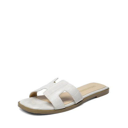 Dream Pairs Women's Cut-Out Strap Light Sole Comfort Slip-On Flat Slide Sandals for Spring and Summer Footwear