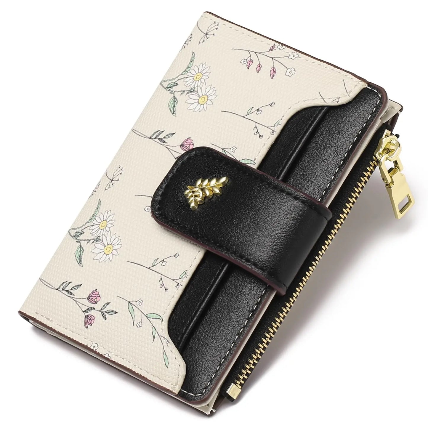 VTLASK RFID Blocking Floral PU Leather Long Wallet for Women - Large Card Holder with Zip Coin Pocket, Ideal Gift for Ladies