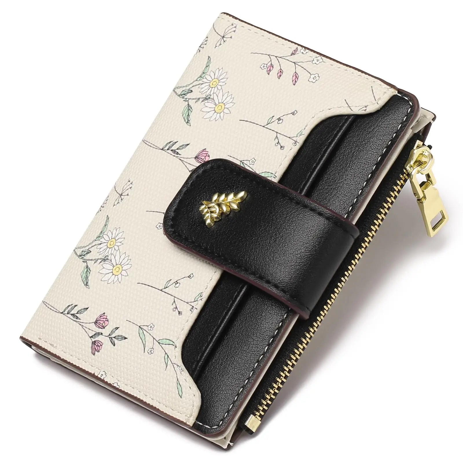VTLASK RFID Blocking Floral PU Leather Long Wallet for Women - Large Card Holder with Zip Coin Pocket, Ideal Gift for Ladies