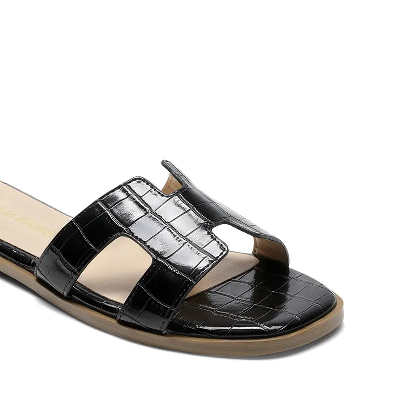 Dream Pairs Women's Cut-Out Strap Light Sole Comfort Slip-On Flat Slide Sandals for Spring and Summer Footwear