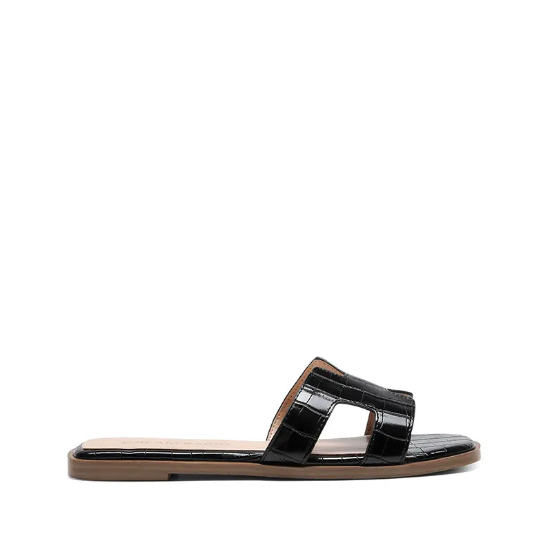 Dream Pairs Women's Cut-Out Strap Light Sole Comfort Slip-On Flat Slide Sandals for Spring and Summer Footwear