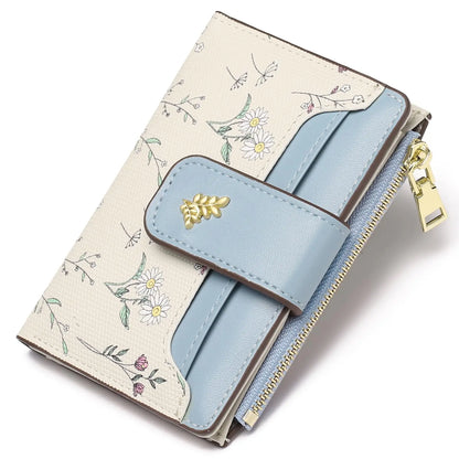 VTLASK RFID Blocking Floral PU Leather Long Wallet for Women - Large Card Holder with Zip Coin Pocket, Ideal Gift for Ladies