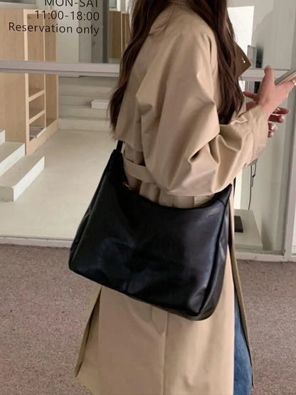 Women'S Solid Color Shoulder Bag, Back to School, Fashionable Large Capacity Crossbody Bag for Daily Used, Casual Trendy Versatile High-Quality Daily Commuting Bag