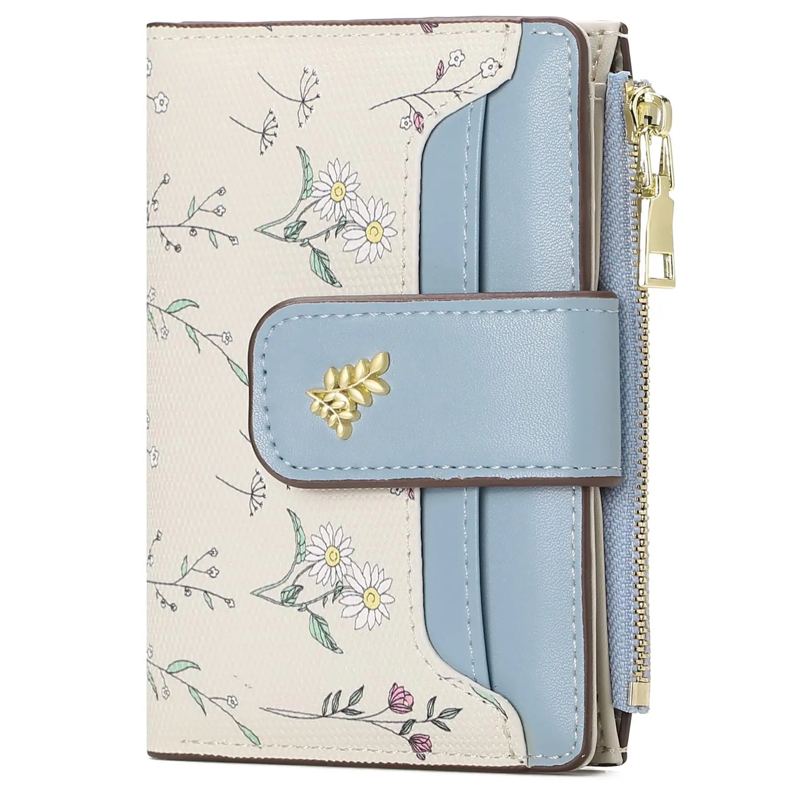 VTLASK RFID Blocking Floral PU Leather Long Wallet for Women - Large Card Holder with Zip Coin Pocket, Ideal Gift for Ladies