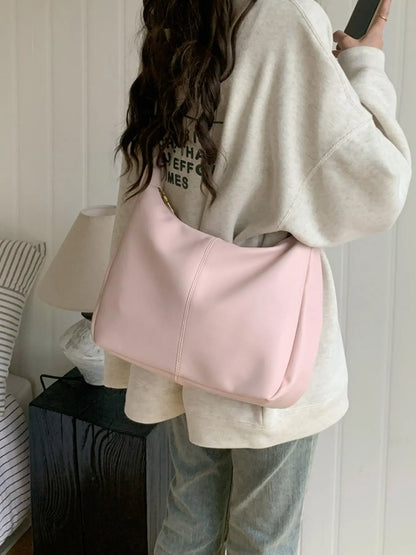 Women'S Solid Color Shoulder Bag, Back to School, Fashionable Large Capacity Crossbody Bag for Daily Used, Casual Trendy Versatile High-Quality Daily Commuting Bag
