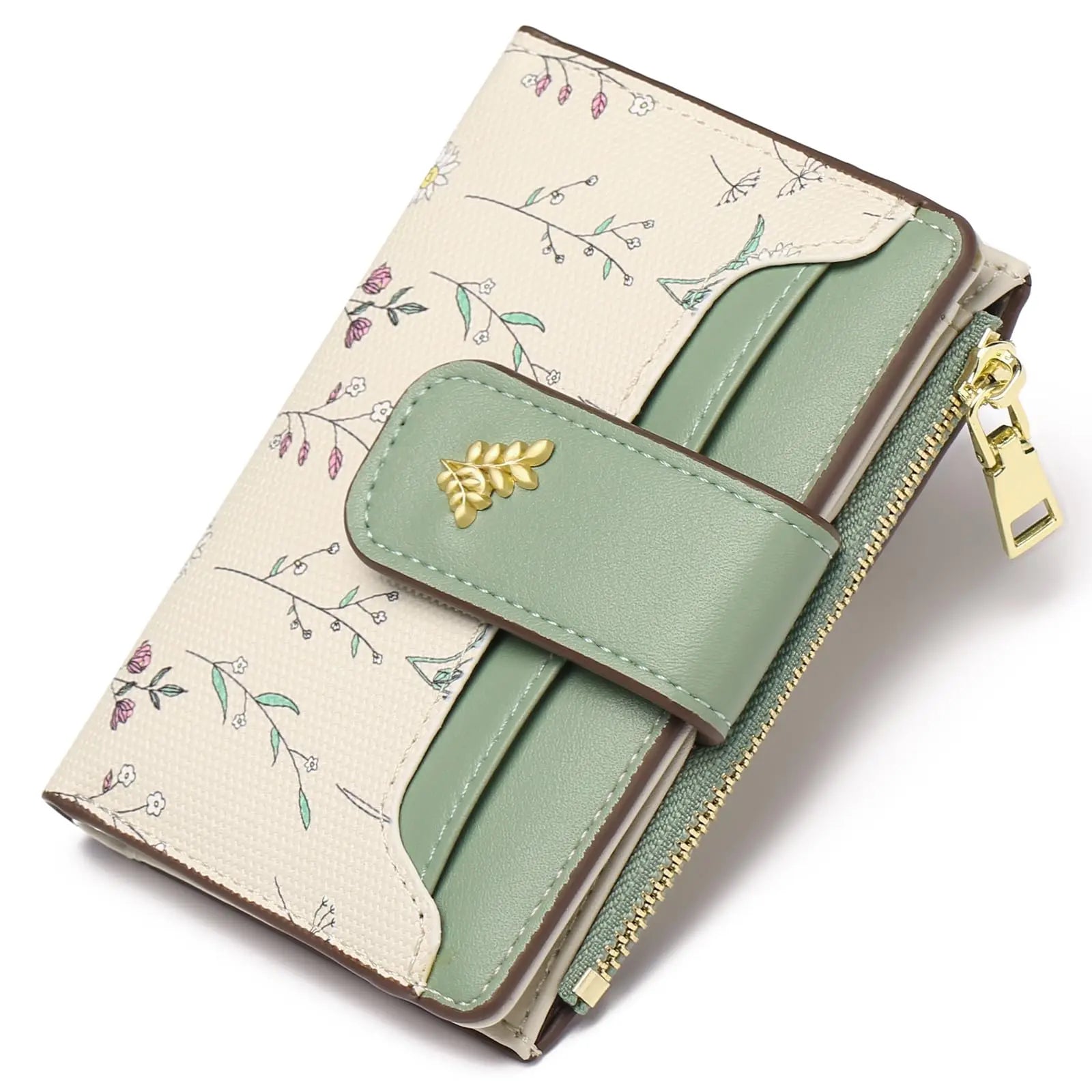 VTLASK RFID Blocking Floral PU Leather Long Wallet for Women - Large Card Holder with Zip Coin Pocket, Ideal Gift for Ladies