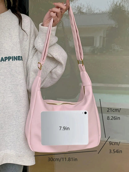 Women'S Solid Color Shoulder Bag, Back to School, Fashionable Large Capacity Crossbody Bag for Daily Used, Casual Trendy Versatile High-Quality Daily Commuting Bag