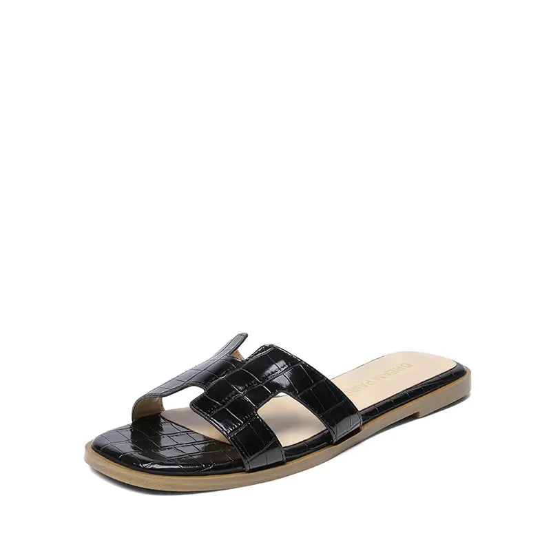 Dream Pairs Women's Cut-Out Strap Light Sole Comfort Slip-On Flat Slide Sandals for Spring and Summer Footwear