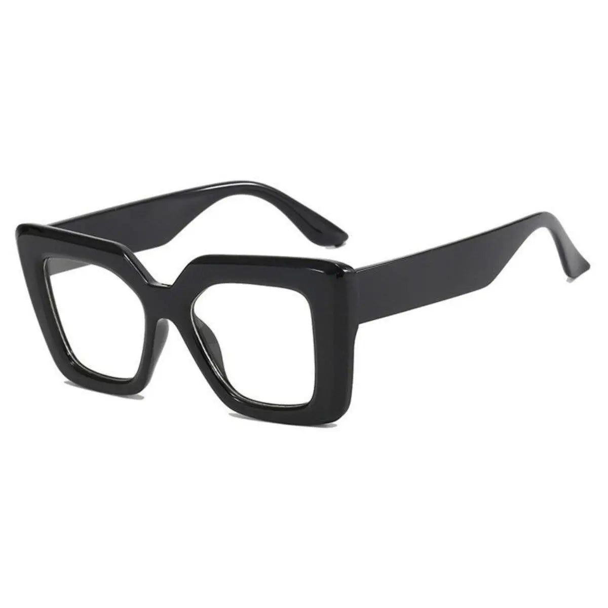 Women's 4-Piece Oversized Square Sunglasses - Semi-Rimless Chic Black Fashion Eyewear with Anti-UV Protection for Outdoor and Street Style