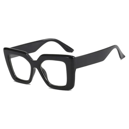 Women's 4-Piece Oversized Square Sunglasses - Semi-Rimless Chic Black Fashion Eyewear with Anti-UV Protection for Outdoor and Street Style