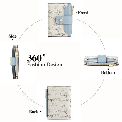 VTLASK RFID Blocking Floral PU Leather Long Wallet for Women - Large Card Holder with Zip Coin Pocket, Ideal Gift for Ladies